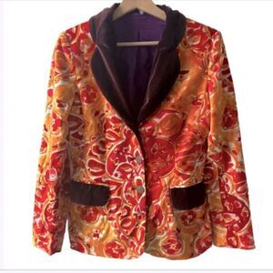 Vintage velvet colorblock blazer size 2-4 maximalist eclectic kitschy retro chic